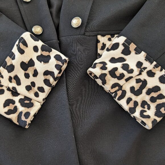 CHICOS Blazer Women's 3 (L) Black Leopard Print Trim Buttons Collar Jacket - Picture 8 of 12